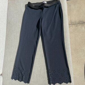 Navy cropped stretch silky pants